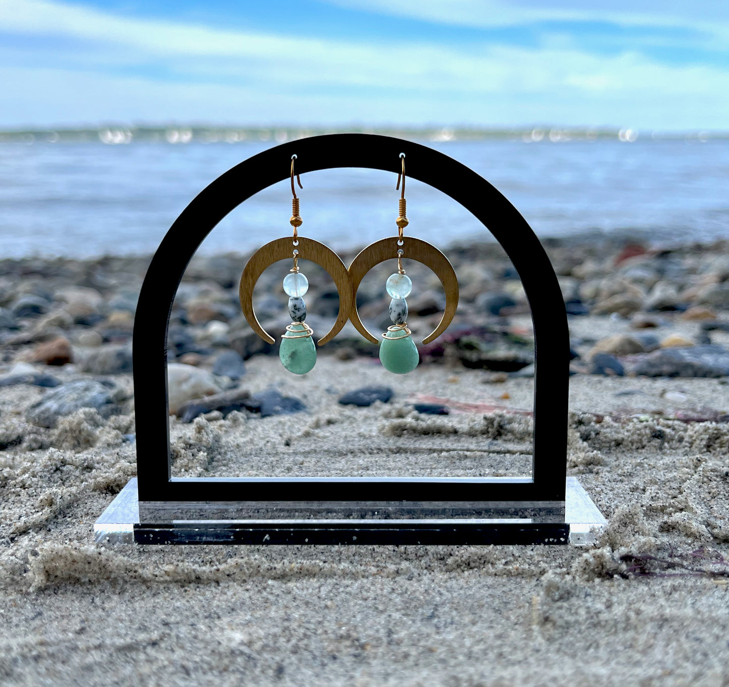 Aventurine, Flourite, and Tree Agate Crescent Moons