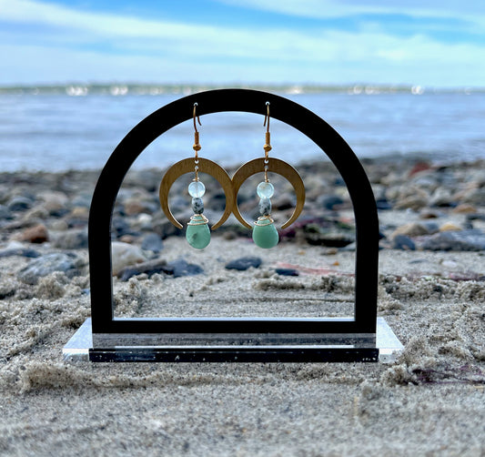 Aventurine, Flourite, and Tree Agate Crescent Moons