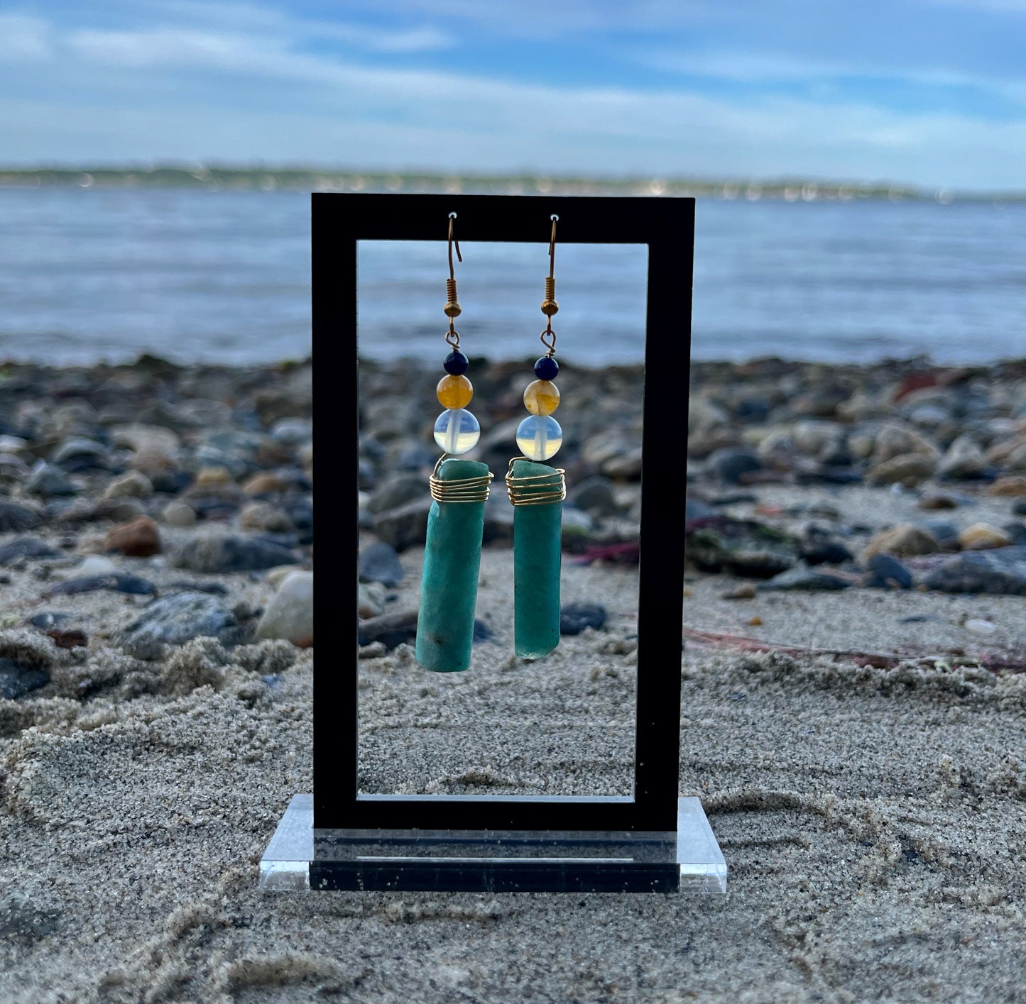 Amazonite Heart Anchoring Dangles