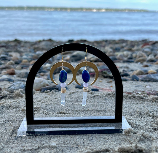 Lapis and Lavender Amethyst Crescent Moons