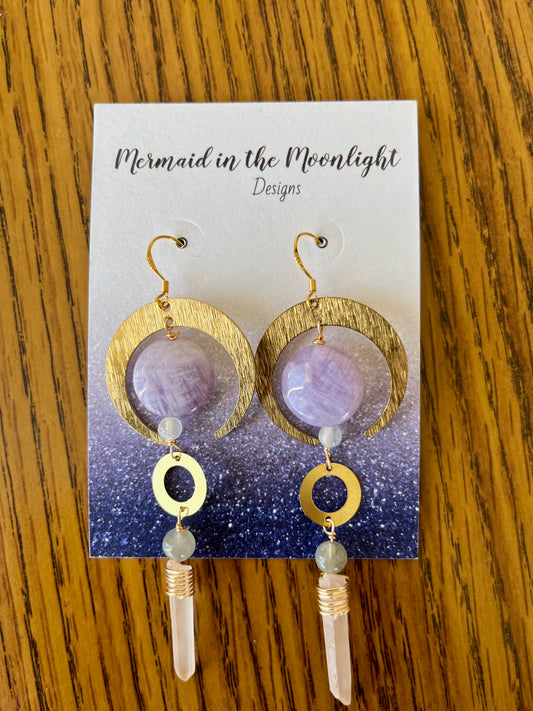 Lavender Amethyst Crescent Moons