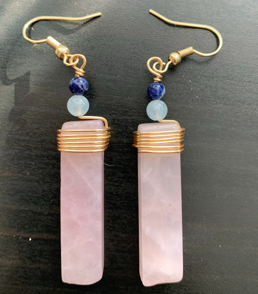 Rose Quartz Stick earrings